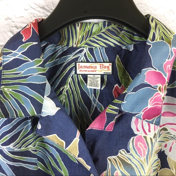 Jamaica Bay Tropical Hawaiian Button Up Shirt 1X - Picture 4 of 5